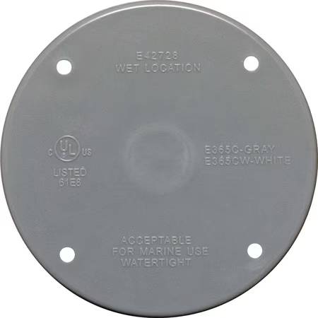 Southwire Gray Round Non-Metallic Round Weatherproof Blank Cover